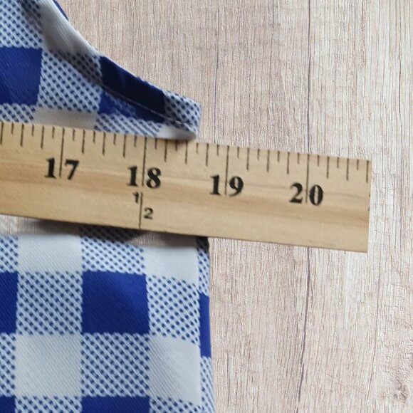 Pixley Sleeveless Checkered  Lightweight Casual Top Size Medium blue/wht - Picture 4 of 8